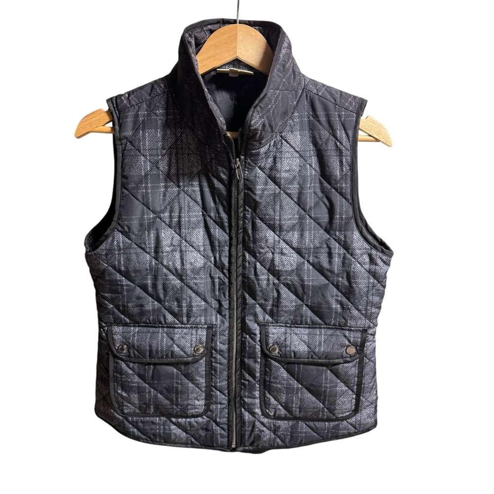 Kenar black gray‎ plaid vest size M